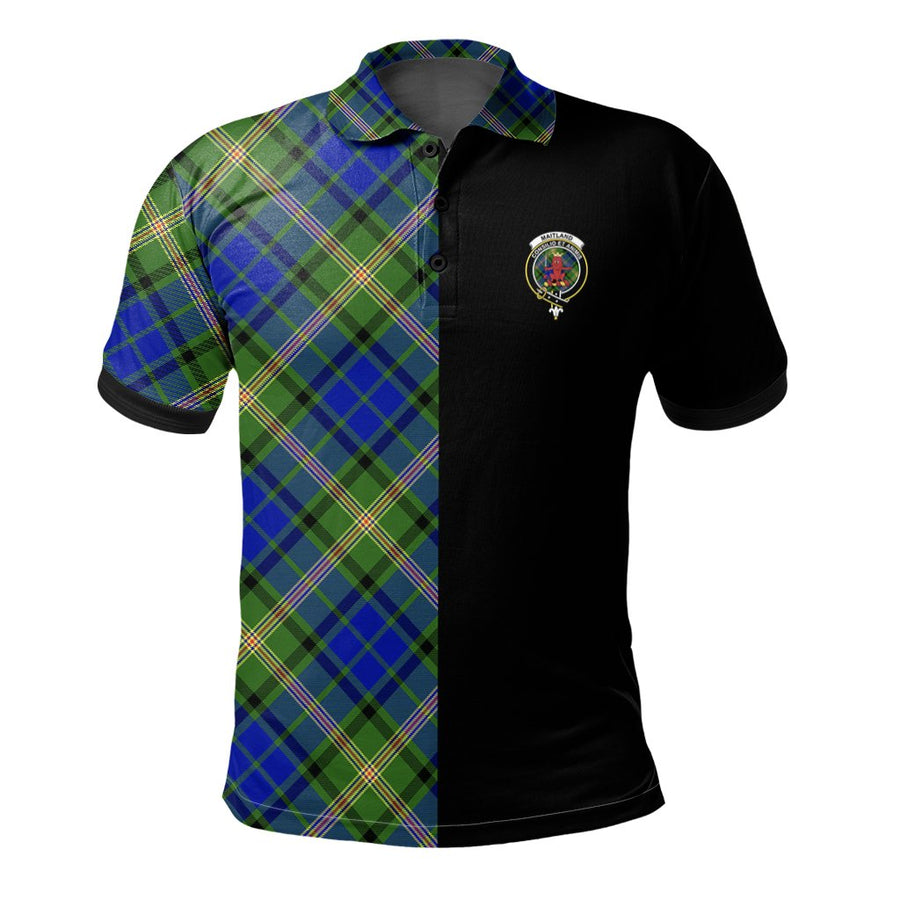 Clan Maitland Tartan Polo Shirt Half of Me - Cross Style BK73 Maitland Tartan Tartan Polo