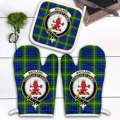 Clan Maitland Tartan Crest Oven Mitt And Pot Holder (2 Oven Mitts + 1 Pot Holder)