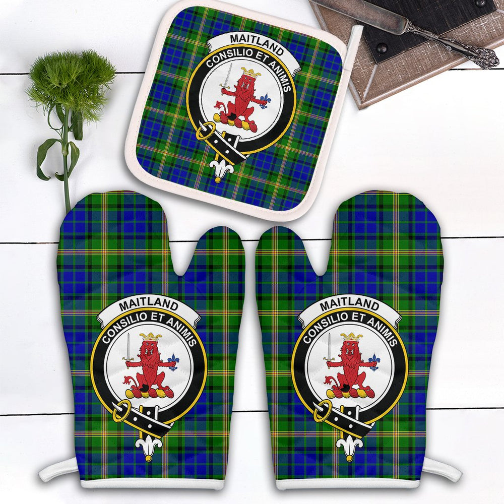 Clan Maitland Tartan Crest Oven Mitt And Pot Holder (2 Oven Mitts + 1 Pot Holder) LZ64 Clan Maitland Tartan Today