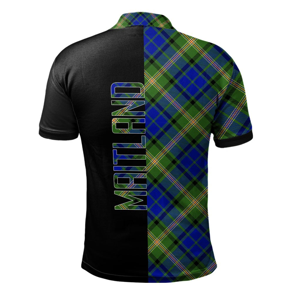 Clan Maitland Tartan Polo Shirt Half of Me - Cross Style BK73 Maitland Tartan Tartan Polo