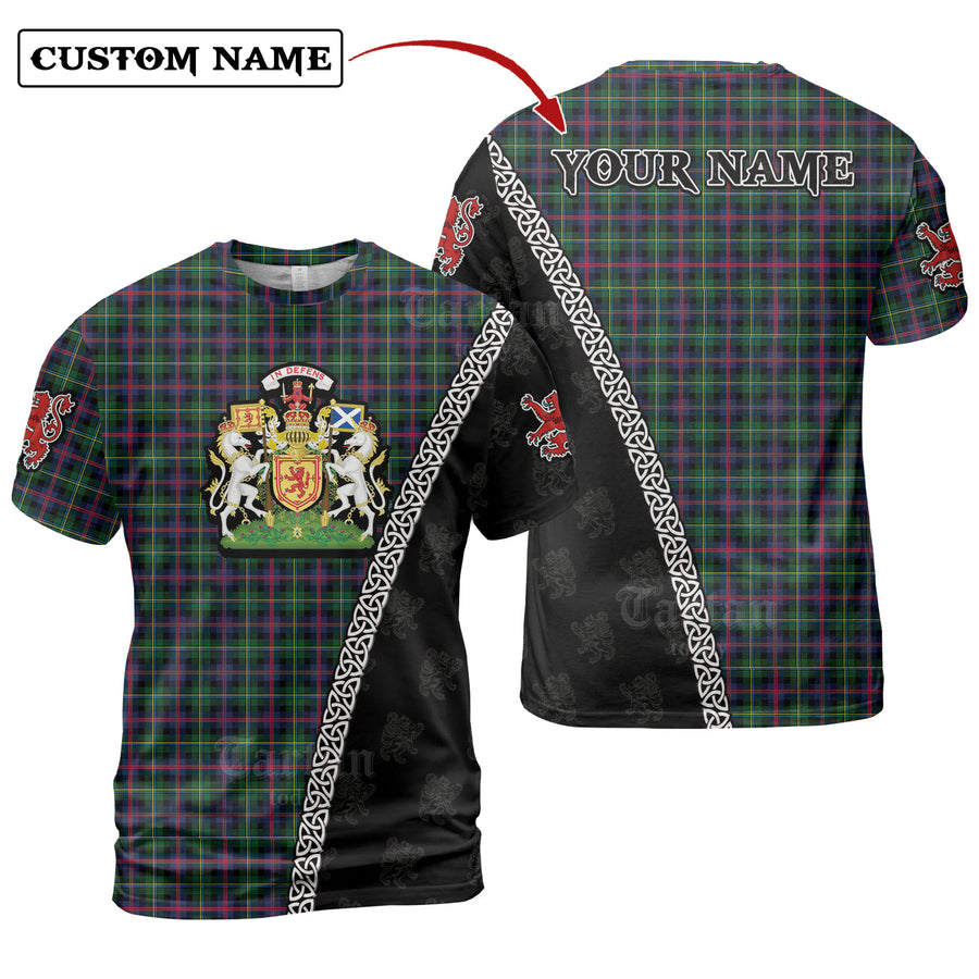 Malcolm Modern Tartan Shirt with Scotland Coat of Arms & Custom Name IA89
