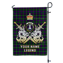 Custom Name Clan Malcolm Modern Tartan Garden Flag with Clan Crest and the Golden Sword of Courageous Legacy AA39