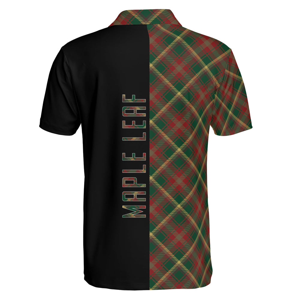 Clan Maple Leaf Tartan Polo Shirt Half of Me - Cross Style KH96 Maple Leaf Tartan Tartan Polo