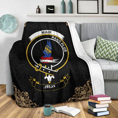 Clan Mar Crest Tartan Premium Blanket Black SO61 Clan Mar Tartan Today