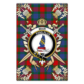 Clan Mar Tartan Crest Black Garden Flag - Gold Thistle JX56 Clan Mar Tartan Today