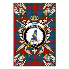 Clan Mar Tartan Crest Black Garden Flag - Gold Thistle JX56 Clan Mar Tartan Today