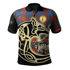 Clan Mar Tartan Polo Shirt Viking Wolf ZF48 Mar Tartan Tartan Polo