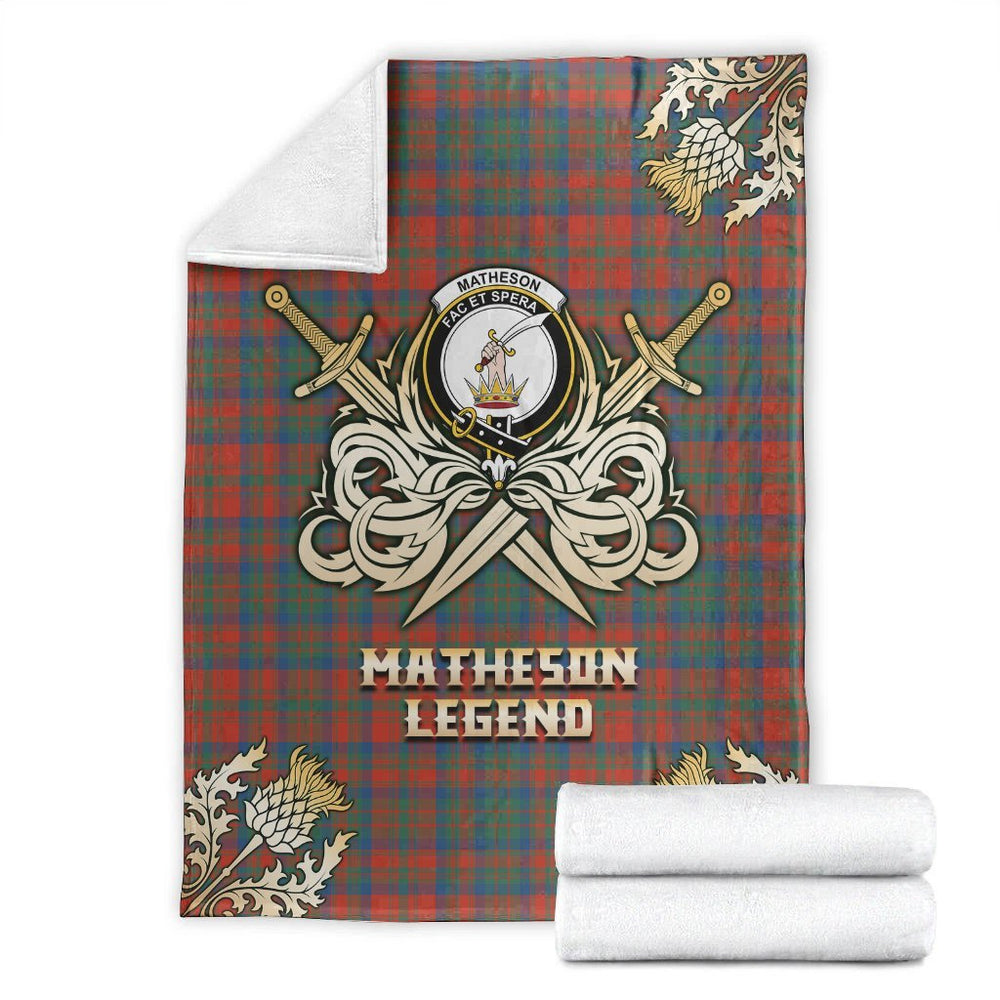 Clan Matheson Ancient Tartan Gold Courage Symbol Blanket FQ58 Clan Matheson Tartan Today
