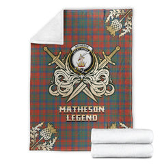 Clan Matheson Ancient Tartan Gold Courage Symbol Blanket FQ58 Clan Matheson Tartan Today