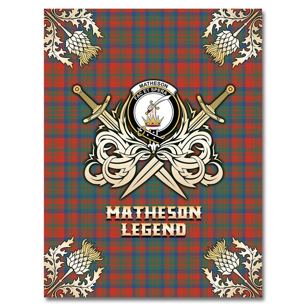 Clan Matheson Ancient Tartan Gold Courage Symbol Blanket FQ58 Clan Matheson Tartan Today