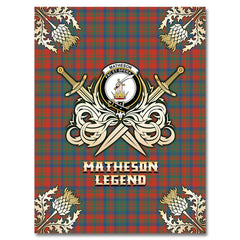 Clan Matheson Ancient Tartan Gold Courage Symbol Blanket FQ58 Clan Matheson Tartan Today