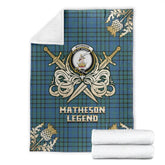 Clan Matheson Hunting Ancient Tartan Gold Courage Symbol Blanket QV73 Clan Matheson Tartan Today