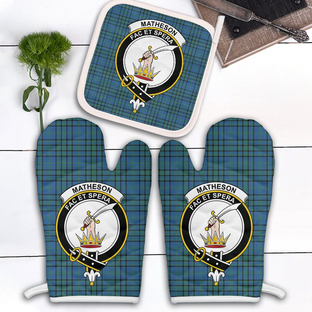 Clan Matheson Hunting Ancient Tartan Crest Oven Mitt And Pot Holder (2 Oven Mitts + 1 Pot Holder) RT74 Clan Matheson Tartan Today