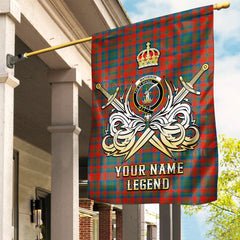 Custom Name Clan Matheson Ancient Tartan Garden Flag with Clan Crest and the Golden Sword of Courageous Legacy PP12