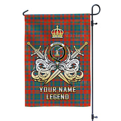 Custom Name Clan Matheson Ancient Tartan Garden Flag with Clan Crest and the Golden Sword of Courageous Legacy PP12