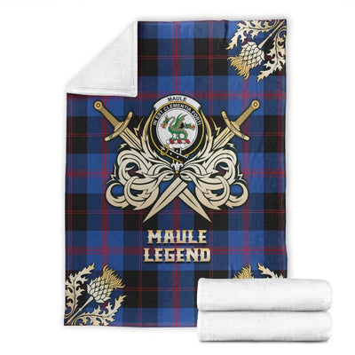 Clan Maule Tartan Gold Courage Symbol Blanket