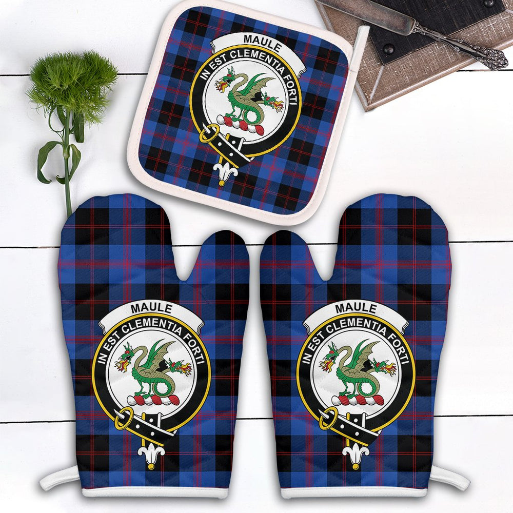 Clan Maule Tartan Crest Oven Mitt And Pot Holder (2 Oven Mitts + 1 Pot Holder) SO25 Clan Maule Tartan Today