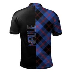 Clan Maule Tartan Polo Shirt Half of Me - Cross Style MI13 Maule Tartan Tartan Polo