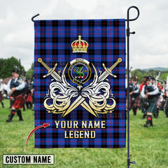 Personalized Custom Name Clan Maule Tartan Garden Flag with Clan Crest and the Golden Sword of Courageous Legacy QP81 - Maule Tartan Design, Scottish Heritage Gift