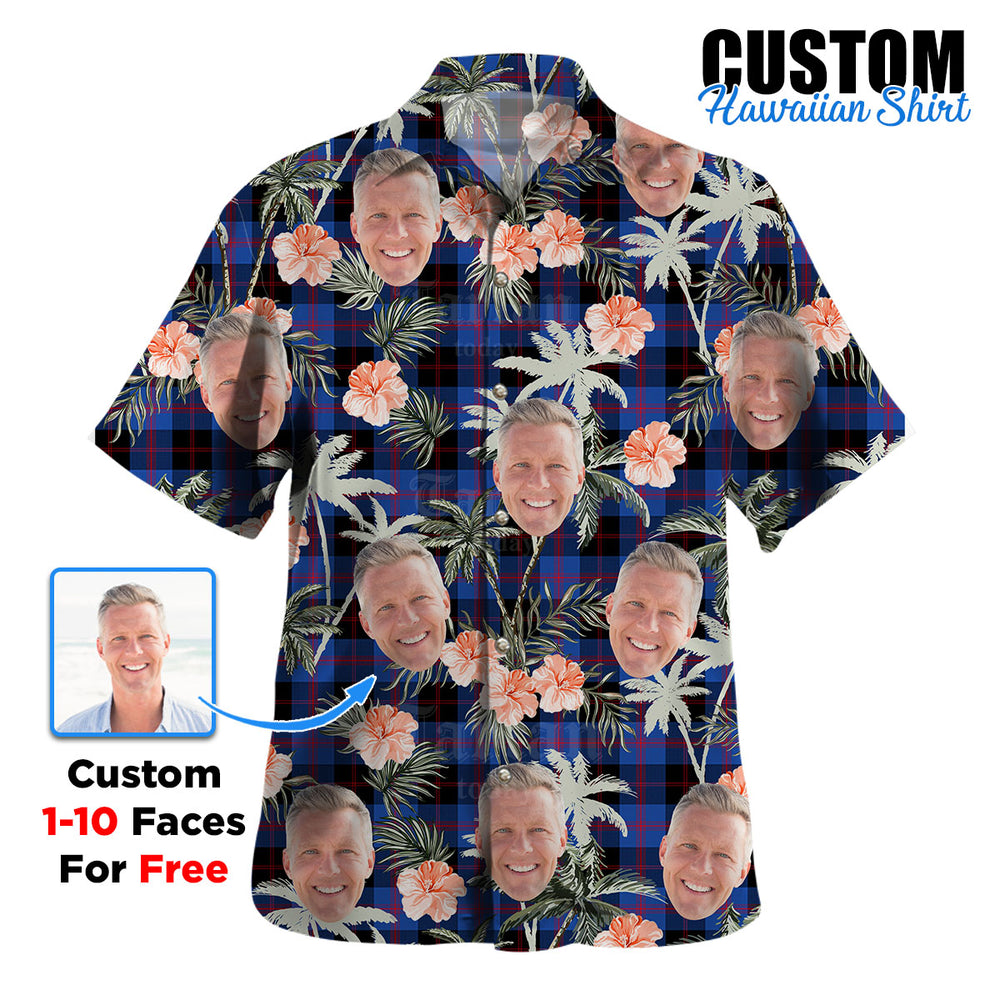 Clan Maule Tartan Custom Face Hawaiian Shirt – Unisex Gift for Family Members, Summer Party KA26 Maule Tartan Tartan Hawaii Shirt