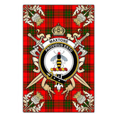 Clan Maxtone Tartan Crest Black Garden Flag - Gold Thistle NA21 Clan Maxtone Tartan Today