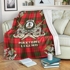 Clan Maxtone Tartan Gold Courage Symbol Blanket PF71 Clan Maxtone Tartan Today