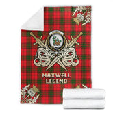Clan Maxwell Modern Tartan Gold Courage Symbol Blanket PZ49 Clan Maxwell Tartan Today