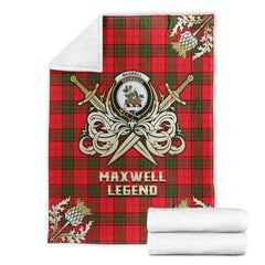 Clan Maxwell Modern Tartan Gold Courage Symbol Blanket PZ49 Clan Maxwell Tartan Today