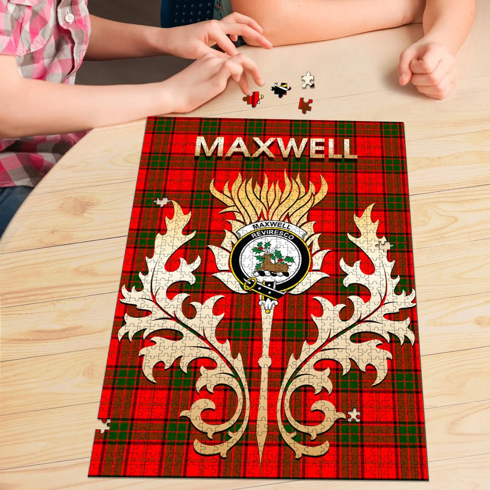 Clan Maxwell Modern Tartan Crest Thistle Jigsaw Puzzles Gift For Family PX24 Clan Maxwell Tartan Today