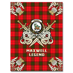 Clan Maxwell Modern Tartan Gold Courage Symbol Blanket PZ49 Clan Maxwell Tartan Today