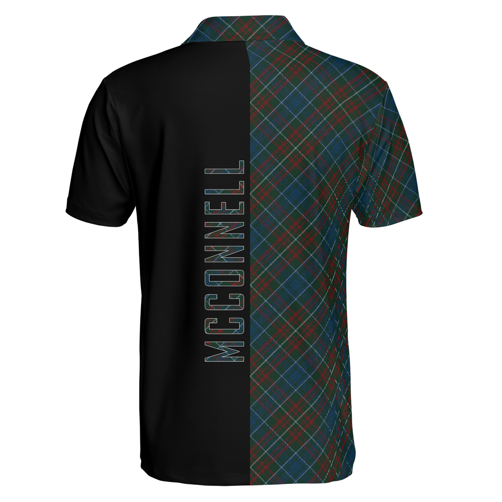 Clan McConnell Tartan Polo Shirt Half of Me - Cross Style FM51 McConnell Tartan Tartan Polo
