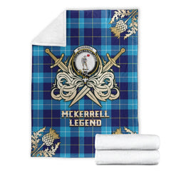 Clan McKerrell Tartan Gold Courage Symbol Blanket HC30 Clan Kerr Tartan Today