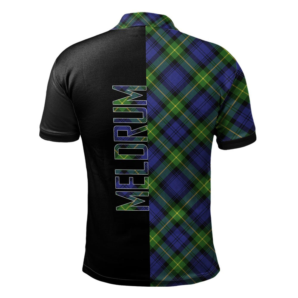 Clan Meldrum Tartan Polo Shirt Half of Me - Cross Style YV60 Meldrum Tartan Tartan Polo