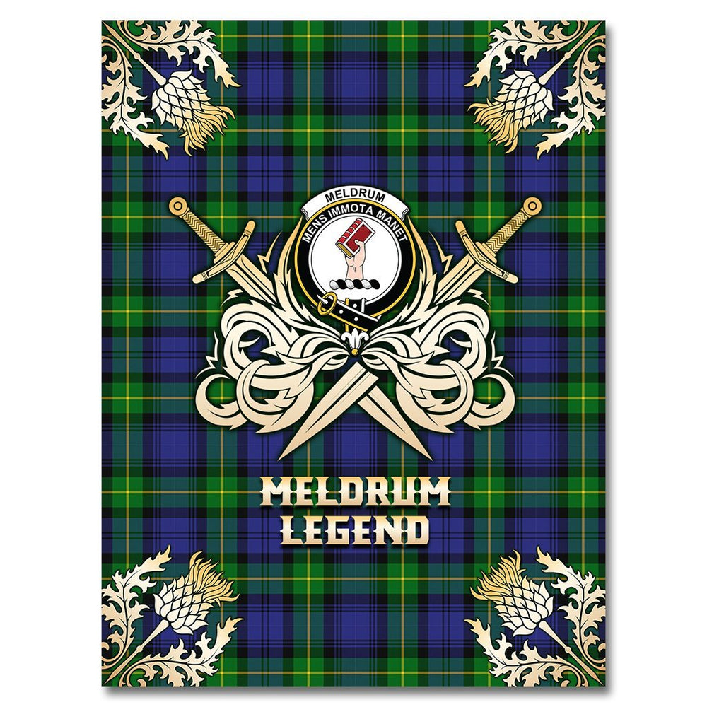 Clan Meldrum Tartan Gold Courage Symbol Blanket RG10 Clan Meldrum Tartan Today