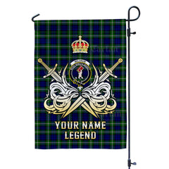 Custom Name Clan Meldrum Forbes Tartan Garden Flag with Clan Crest and the Golden Sword of Courageous Legacy OL83