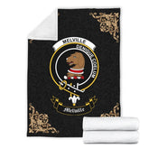 Clan Melville Crest Tartan Premium Blanket Black OI43 Clan Melville Tartan Today