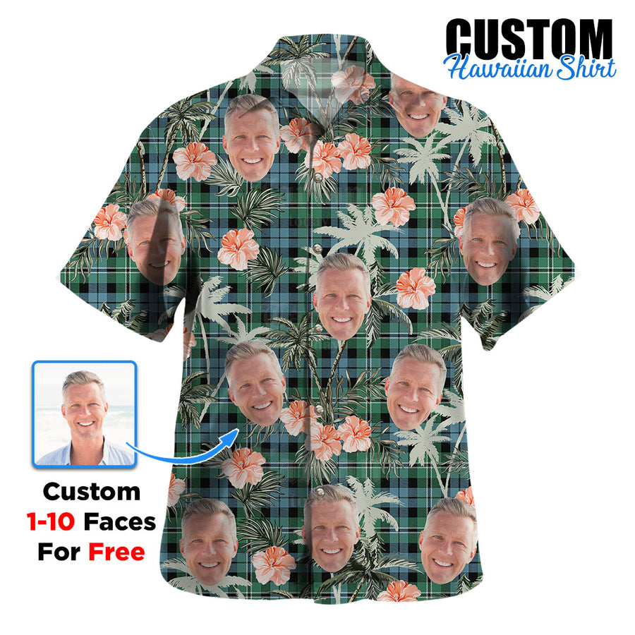 Clan Melville Tartan Custom Face Hawaiian Shirt – Unisex Gift for Family Members, Summer Party PK16 Melville Tartan Tartan Hawaii Shirt
