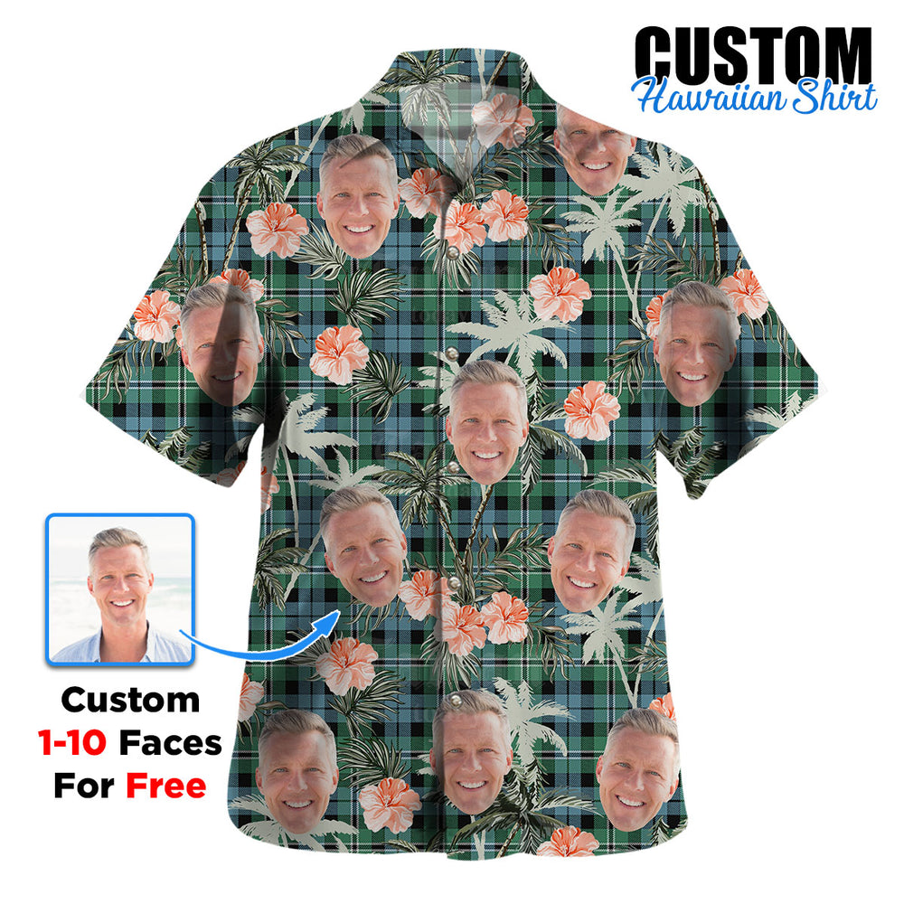 Clan Melville Tartan Custom Face Hawaiian Shirt – Unisex Gift for Family Members, Summer Party PK16 Melville Tartan Tartan Hawaii Shirt