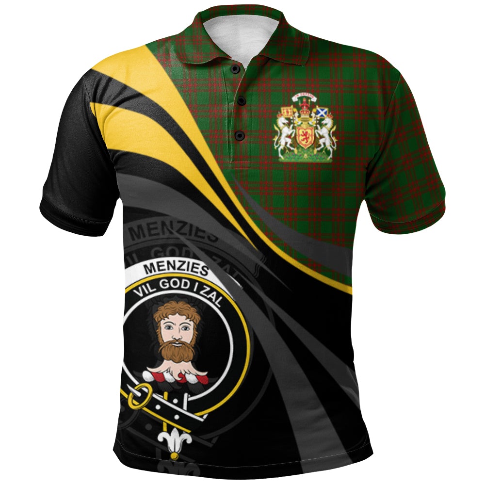 Clan Menzies Tartan Polo Shirt - Royal Coat Of Arms Style BU53 Menzies Tartan Tartan Polo