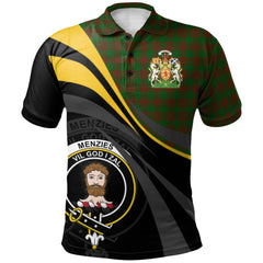 Clan Menzies Tartan Polo Shirt - Royal Coat Of Arms Style BU53 Menzies Tartan Tartan Polo