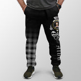 Clan Menzies Black & White Modern Tartan Crest Jogger Sweatpants Alba Celtic Style UQ26 Clan Menzies Tartan Today