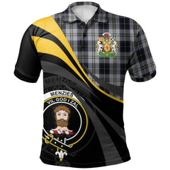Clan Menzies Black Dress Tartan Polo Shirt - Royal Coat Of Arms Style KL95 Menzies Black Dress Tartan Tartan Polo