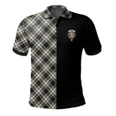 Clan Menzies Black - White Ancient Tartan Polo Shirt Half of Me - Cross Style AG17 Menzies Black - White Ancient Tartan Tartan Polo