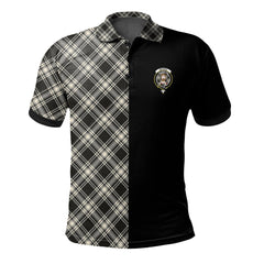 Clan Menzies Black - White Ancient Tartan Polo Shirt Half of Me - Cross Style AG17 Menzies Black - White Ancient Tartan Tartan Polo