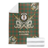 Clan Menzies Green Ancient Tartan Gold Courage Symbol Blanket VX13 Clan Menzies Tartan Today