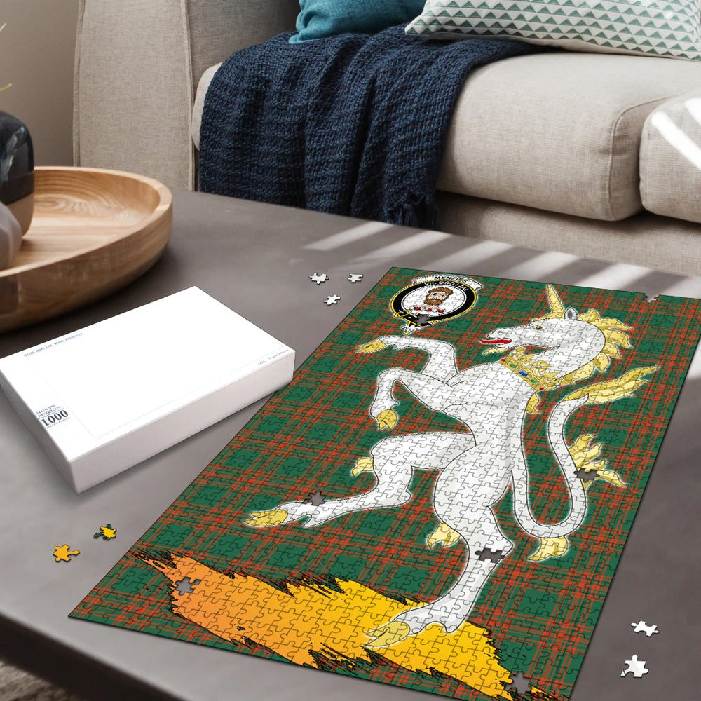 Clan Menzies Green Ancient Tartan Crest Unicorn Scotland Jigsaw Puzzles Gift For Family GM19 Clan Menzies Tartan Today