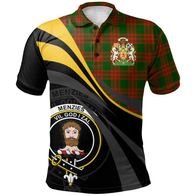 Clan Menzies Green Modern Tartan Polo Shirt - Royal Coat Of Arms Style