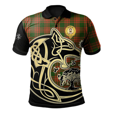 Clan Menzies Green Modern Tartan Polo Shirt Viking Wolf