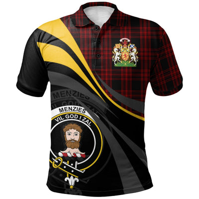 Clan Menzies Hunting Tartan Polo Shirt - Royal Coat Of Arms Style