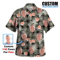 Clan Menzies Black & White Ancient Tartan Custom Face Hawaiian Shirt – Unisex Gift for Family Members, Summer Party DQ28 Menzies Black & White Ancient Tartan Tartan Hawaii Shirt